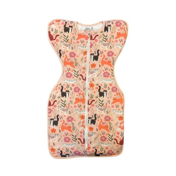 Bamboo Fabric Floral Cat Design Baby Sleep Swaddle - Small - Picture 2 of 4